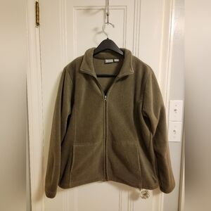 White Sierra Grey-Green Full-Zip Fleece Jacket - Large